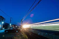 電車の光跡